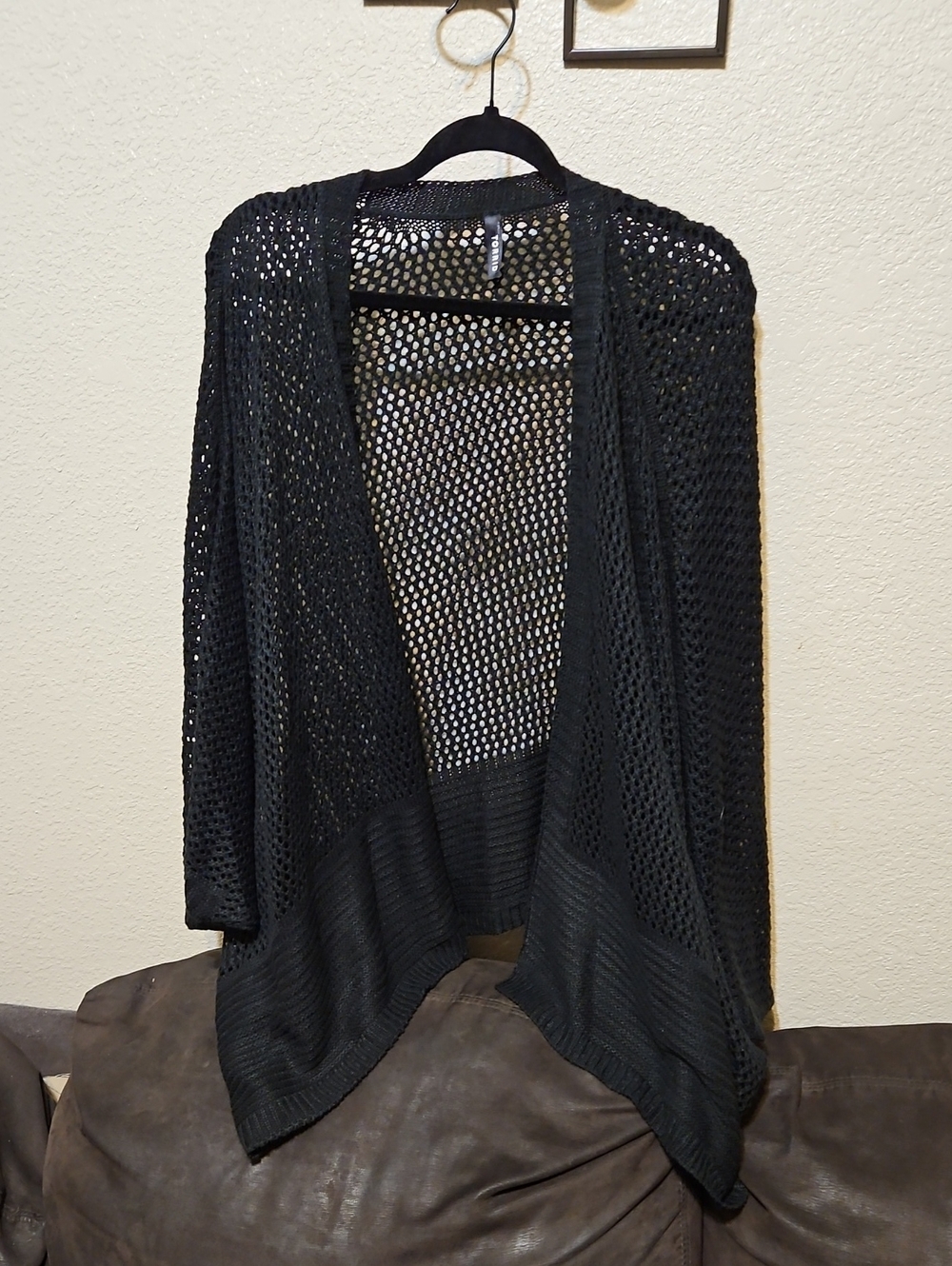 torrid Black Open-Weave Draped Cardigan